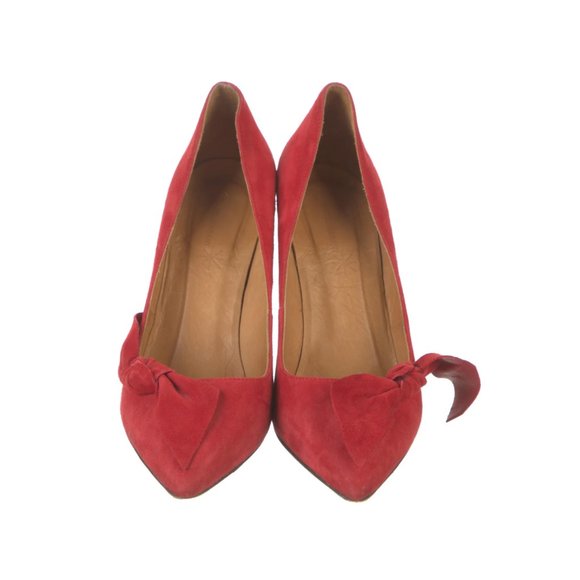 Isabel Marant Leather D'Orsay Pumps Red Stiletto Designer Heels (7M) GUC $225 - Picture 3 of 5